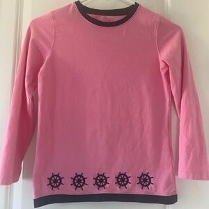 Vineyard Vines Nautical Pink and Navy Long Sleeve Shirt - Size M (10-12)
